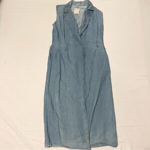 Vintage Gasp By Galucci Sleeveless Long Open Front Denim Vest Size 6